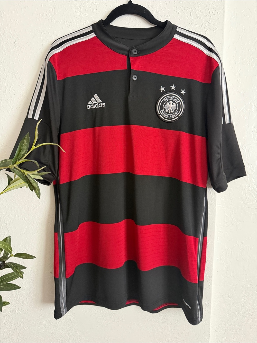 adidas Men’s Black & Red Striped Football Jersey